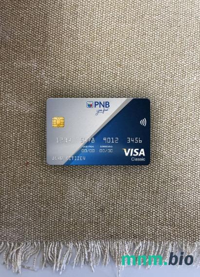 Philippines National bank (PNB) visa classic card wygląd fotograficzny skan PSD + zdjęcie